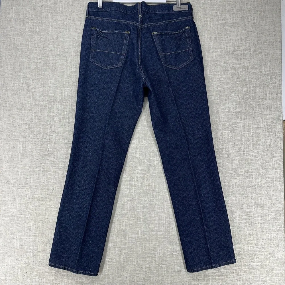 Nautica Jeans Mens 34x32 (Actual 36x32) Blue Dark Wash Classic Straight 5Pocket